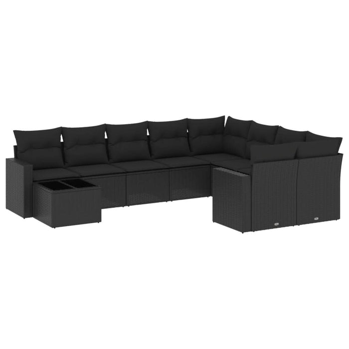 Set canapele de grădină cu perne, 10 piese, negru, poliratan - WALTI WALTI