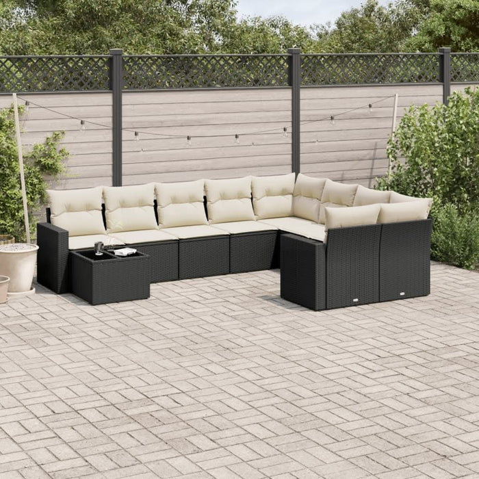 Set canapele de grădină cu perne, 10 piese, negru, poliratan - WALTI WALTI