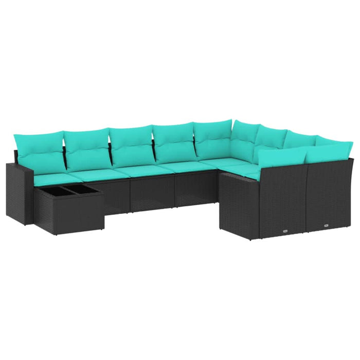 Set canapele de grădină cu perne, 10 piese, negru, poliratan - WALTI WALTI
