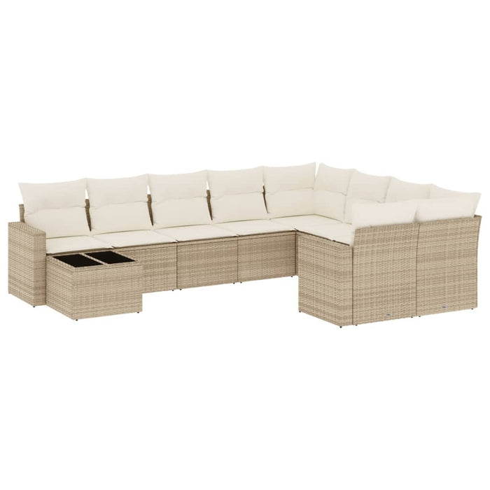 Set canapele de grădină cu perne, 10 piese, bej, poliratan WALTI