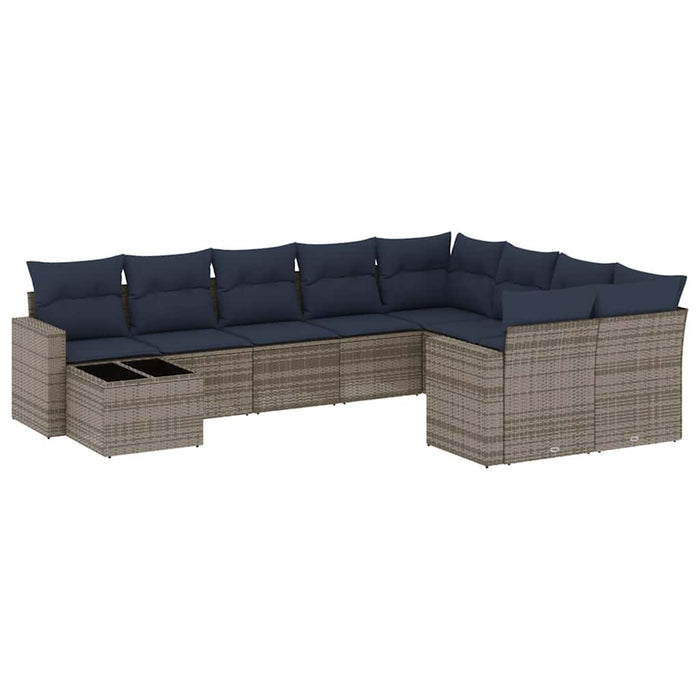 Set canapele de grădină cu perne, 10 piese, gri, poliratan WALTI
