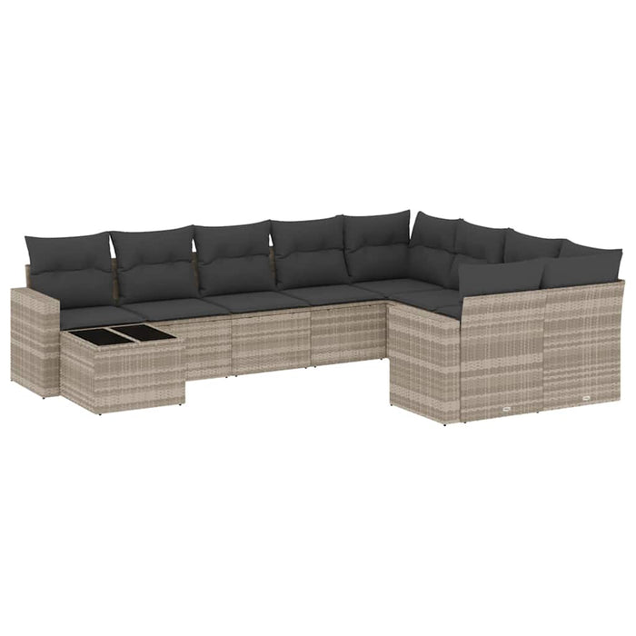 Set canapele de grădină cu perne 10 piese gri deschis poliratan - WALTI WALTI