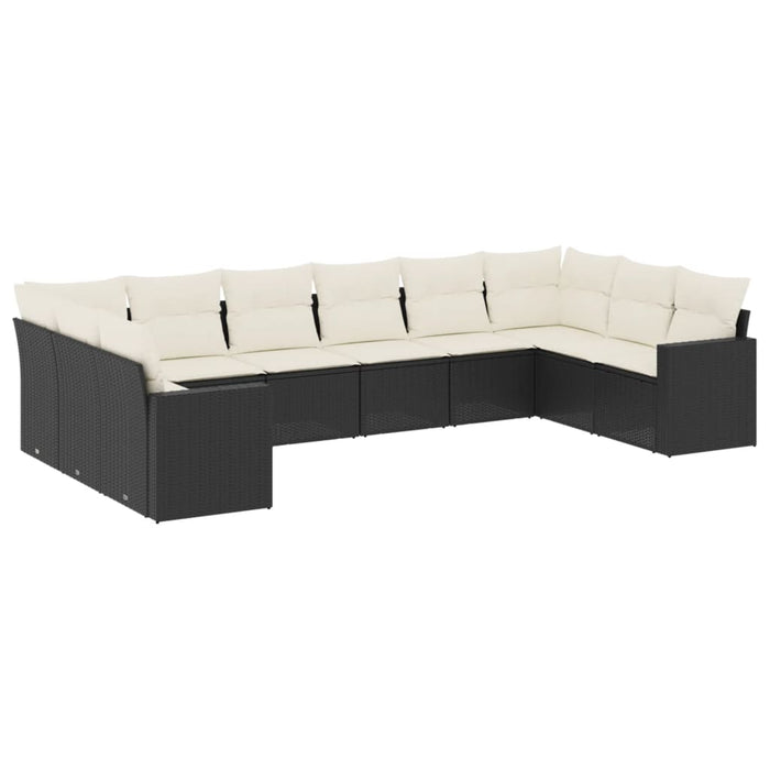 Set canapele de grădină cu perne, 10 piese, negru, poliratan - WALTI WALTI