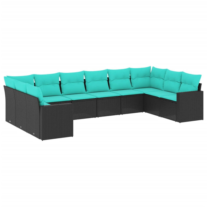 Set canapele de grădină cu perne, 10 piese, negru, poliratan - WALTI WALTI