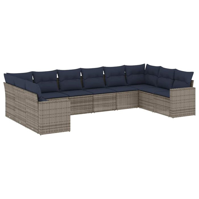Set canapele de grădină cu perne, 10 piese, gri, poliratan WALTI