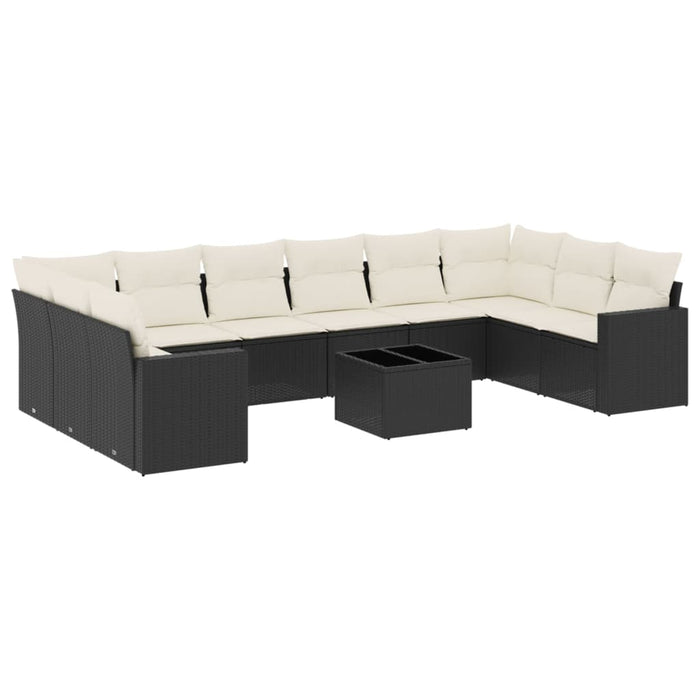 Set canapele de grădină cu perne, 11 piese, negru, poliratan - WALTI WALTI