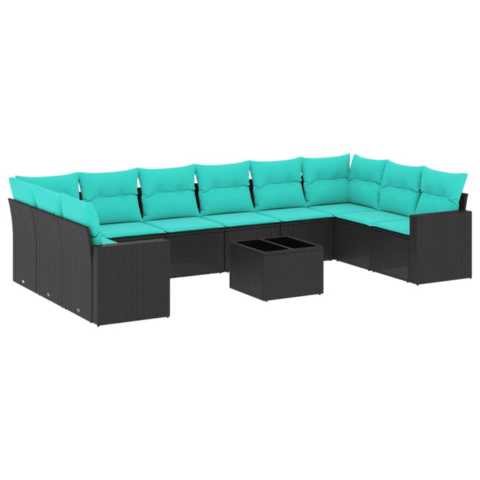 Set canapele de grădină cu perne, 11 piese, negru, poliratan - WALTI WALTI