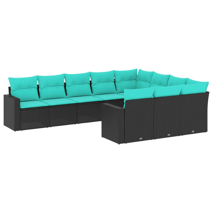 Set canapele de grădină cu perne, 10 piese, negru, poliratan - WALTI WALTI