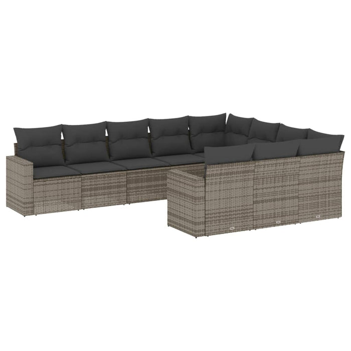 Set mobilier de grădină cu perne, 10 piese, gri, poliratan - WALTI WALTI