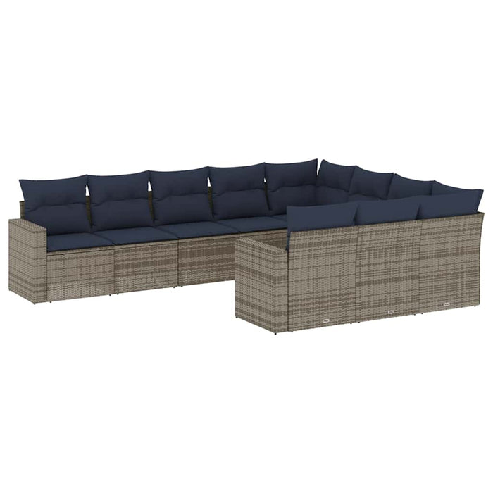 Set canapele de grădină cu perne, 10 piese, gri, poliratan WALTI