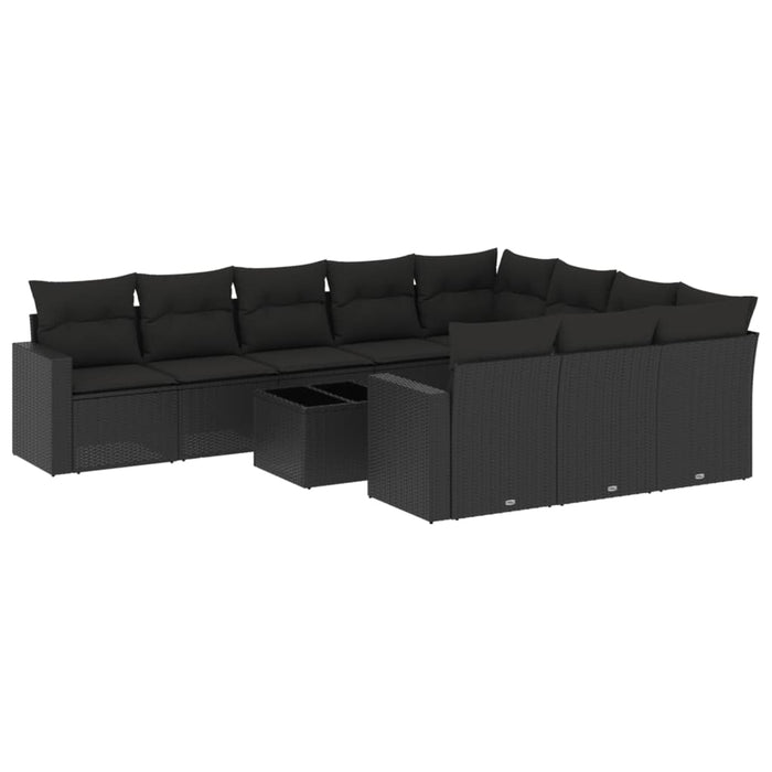 Set canapele de grădină cu perne, 11 piese, negru, poliratan - WALTI WALTI