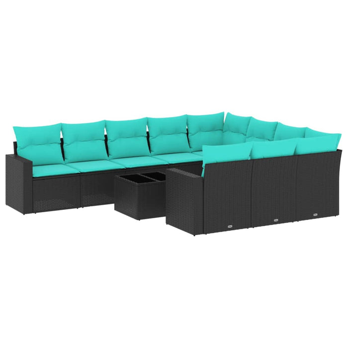 Set canapele de grădină cu perne, 11 piese, negru, poliratan - WALTI WALTI
