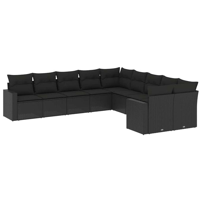 Set canapele de grădină cu perne, 10 piese, negru, poliratan - WALTI WALTI