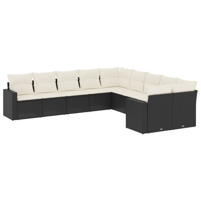 Set canapele de grădină cu perne, 10 piese, negru, poliratan - WALTI WALTI