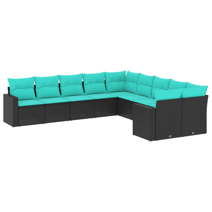 Set canapele de grădină cu perne, 10 piese, negru, poliratan - WALTI WALTI