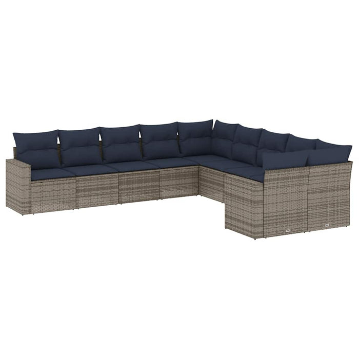 Set canapele de grădină cu perne, 10 piese, gri, poliratan WALTI