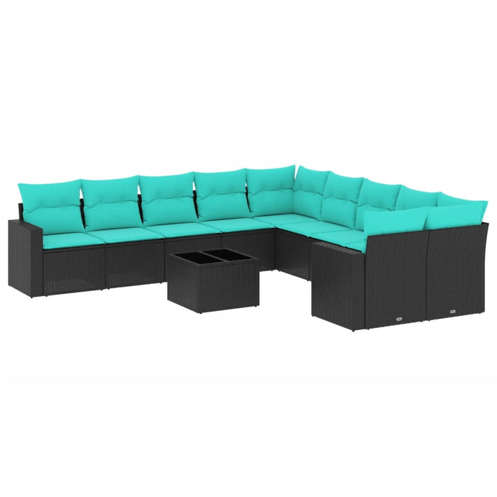 Set canapele de grădină cu perne, 11 piese, negru, poliratan - WALTI WALTI