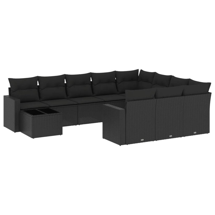 Set canapele de grădină cu perne, 11 piese, negru, poliratan - WALTI WALTI