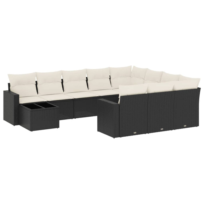 Set canapele de grădină cu perne, 11 piese, negru, poliratan - WALTI WALTI