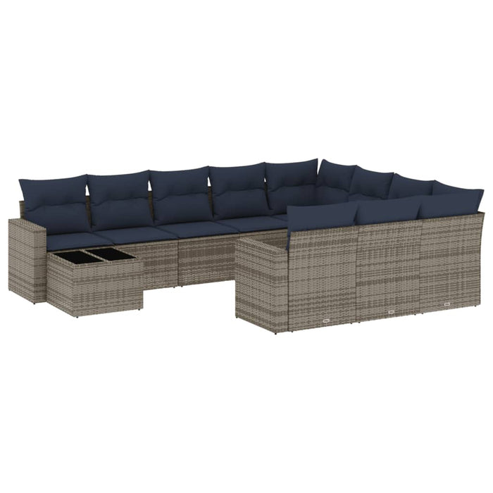 Set canapele de grădină cu 11 piese și perne, gri, poliratan WALTI