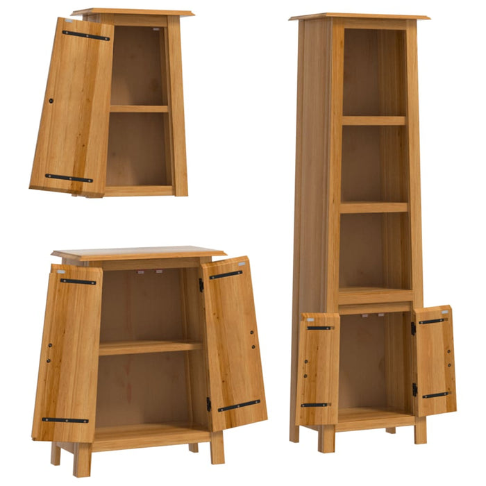 Set mobilier de baie, 3 piese, lemn masiv de pin - WALTI WALTI