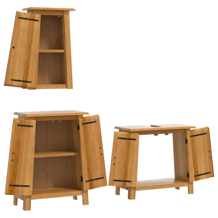 Set mobilier de baie, 3 piese, lemn masiv de pin - WALTI WALTI