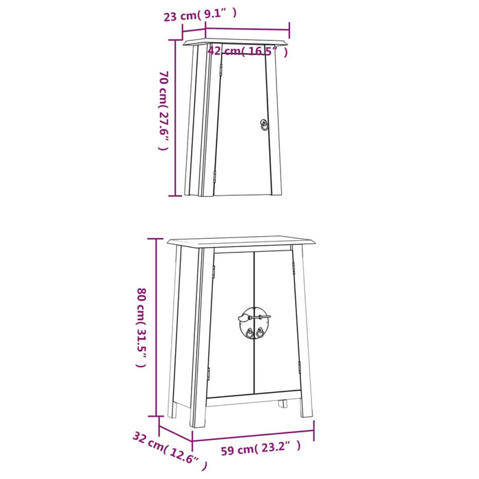 Set mobilier de baie, 2 piese, lemn masiv de pin - WALTI WALTI
