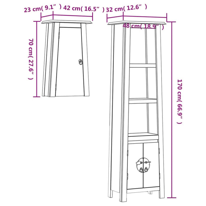 Set mobilier de baie, 2 piese, lemn masiv de pin - WALTI WALTI