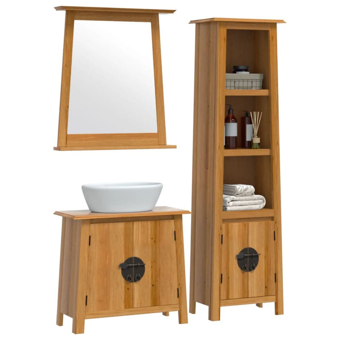 Set mobilier de baie, 3 piese, lemn masiv de pin - WALTI WALTI