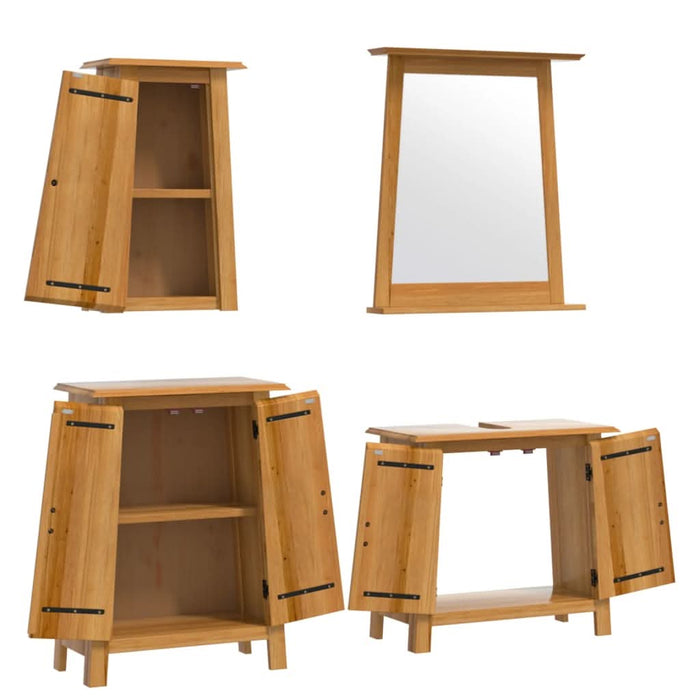 Set mobilier de baie, 4 piese, lemn masiv de pin - WALTI WALTI