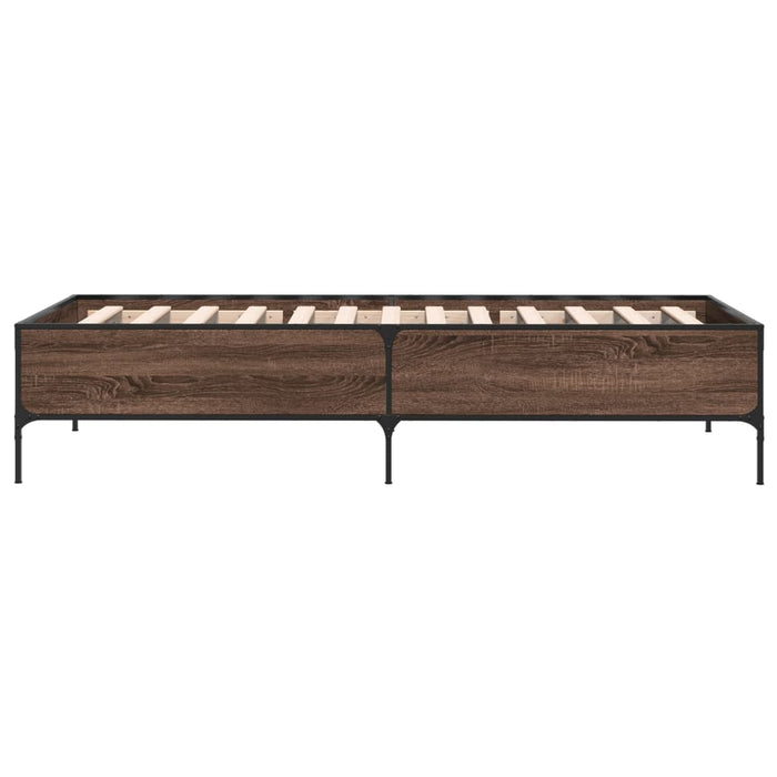 Cadru de pat, stejar maro, 100x200 cm, lemn prelucrat și metal WALTI