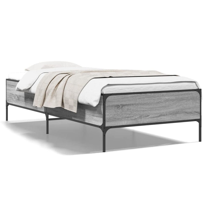 Cadru de pat, gri sonoma, 90x200 cm, lemn prelucrat și metal WALTI