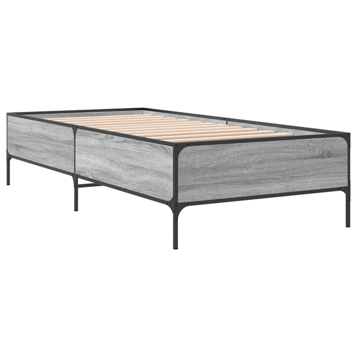 Cadru de pat, gri sonoma, 90x200 cm, lemn prelucrat și metal WALTI