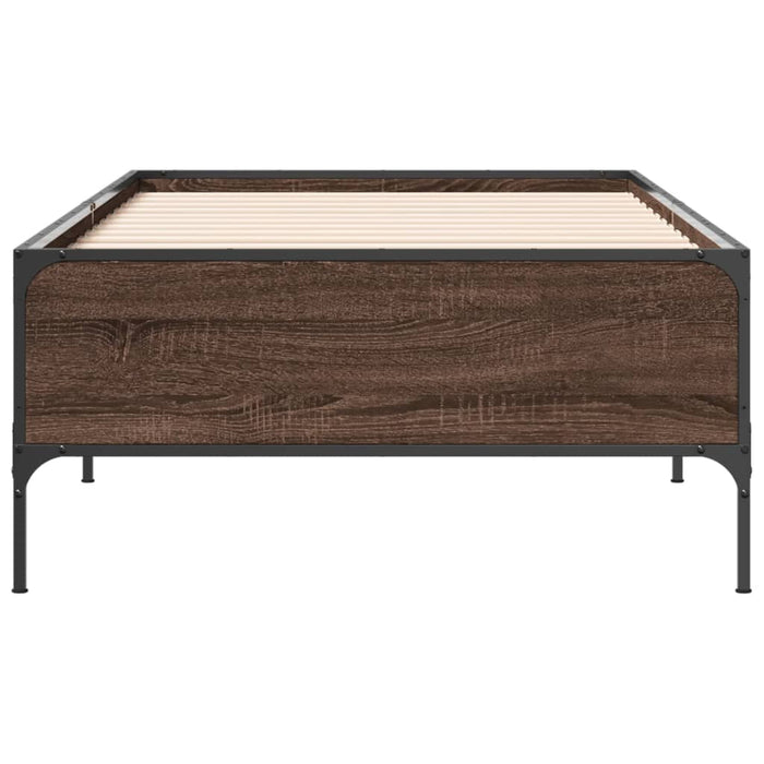 Cadru de pat, stejar maro, 90x200 cm, lemn prelucrat și metal - WALTI WALTI