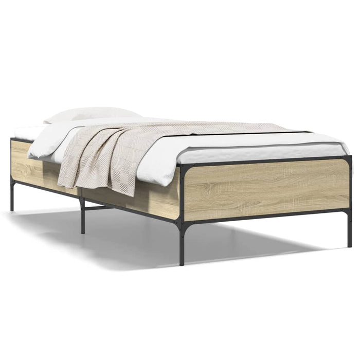Cadru de pat, stejar sonoma, 90x190 cm, lemn prelucrat și metal WALTI