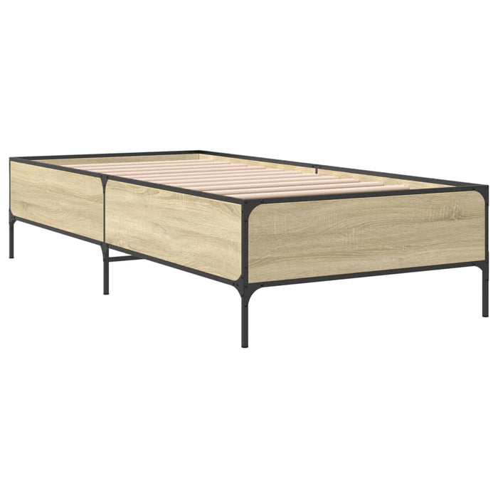 Cadru de pat, stejar sonoma, 90x190 cm, lemn prelucrat și metal WALTI