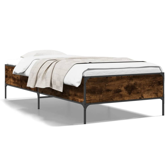 Cadru de pat, stejar fumuriu, 90x190cm, lemn prelucrat și metal WALTI