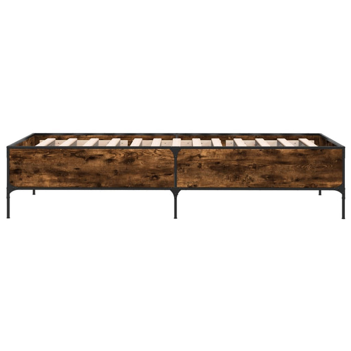 Cadru de pat, stejar fumuriu, 90x190cm, lemn prelucrat și metal WALTI
