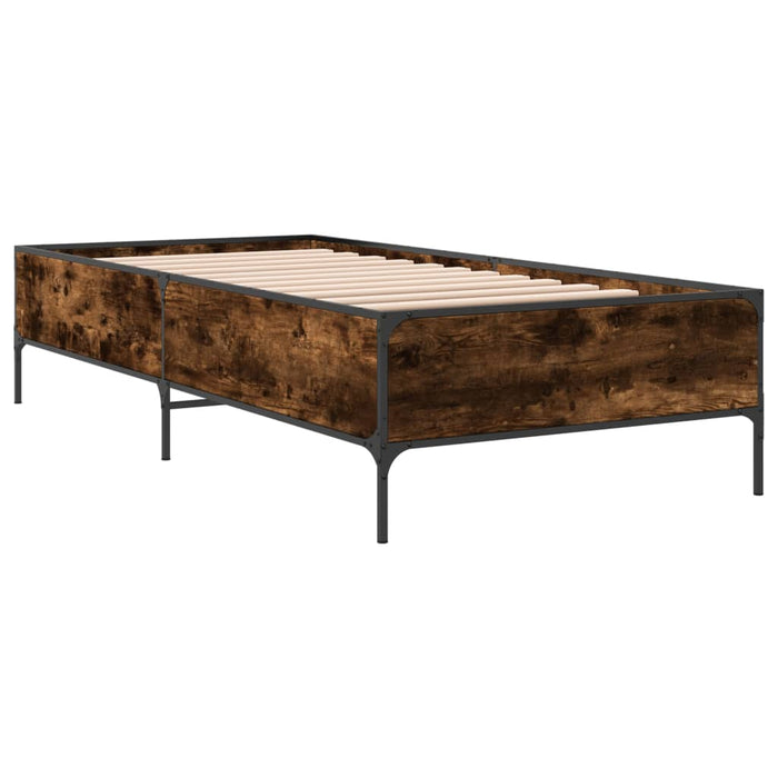 Cadru de pat, stejar fumuriu, 90x190cm, lemn prelucrat și metal WALTI