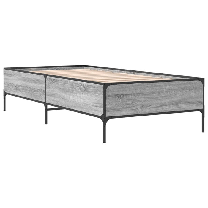 Cadru de pat, gri sonoma, 90x190 cm, lemn prelucrat și metal WALTI