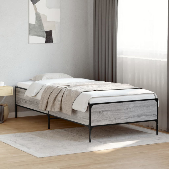 Cadru de pat, gri sonoma, 90x190 cm, lemn prelucrat și metal WALTI