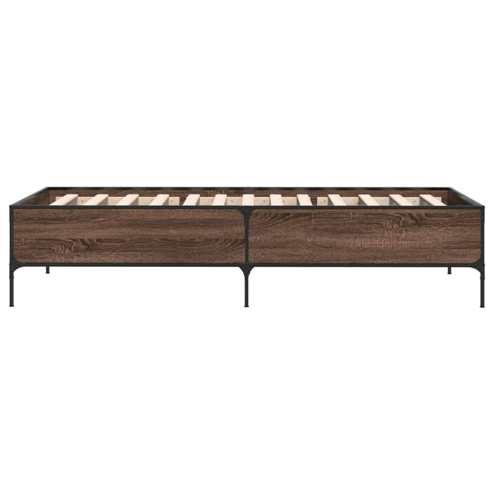 Cadru de pat, stejar maro, 90x190 cm, lemn prelucrat și metal WALTI