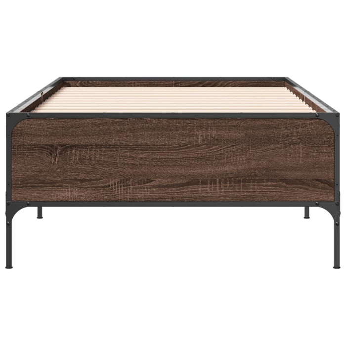Cadru de pat, stejar maro, 75x190 cm, lemn prelucrat și metal WALTI