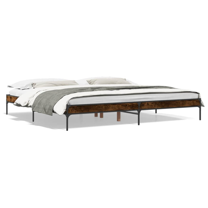 Cadru de pat, stejar fumuriu 200x200 cm lemn prelucrat și metal WALTI