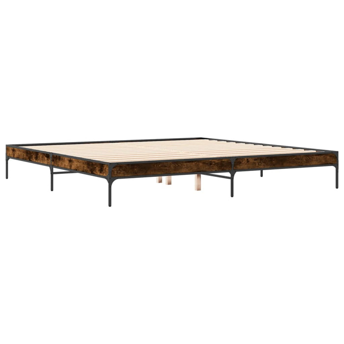 Cadru de pat, stejar fumuriu 200x200 cm lemn prelucrat și metal WALTI