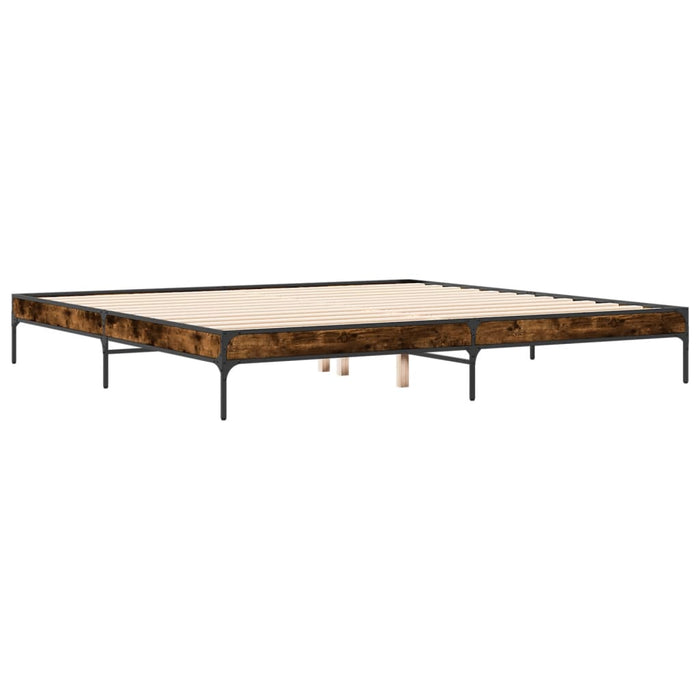 Cadru de pat, stejar fumuriu 200x200 cm lemn prelucrat și metal WALTI