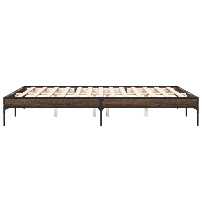 Cadru de pat, stejar maro, 160x200 cm, lemn prelucrat și metal WALTI