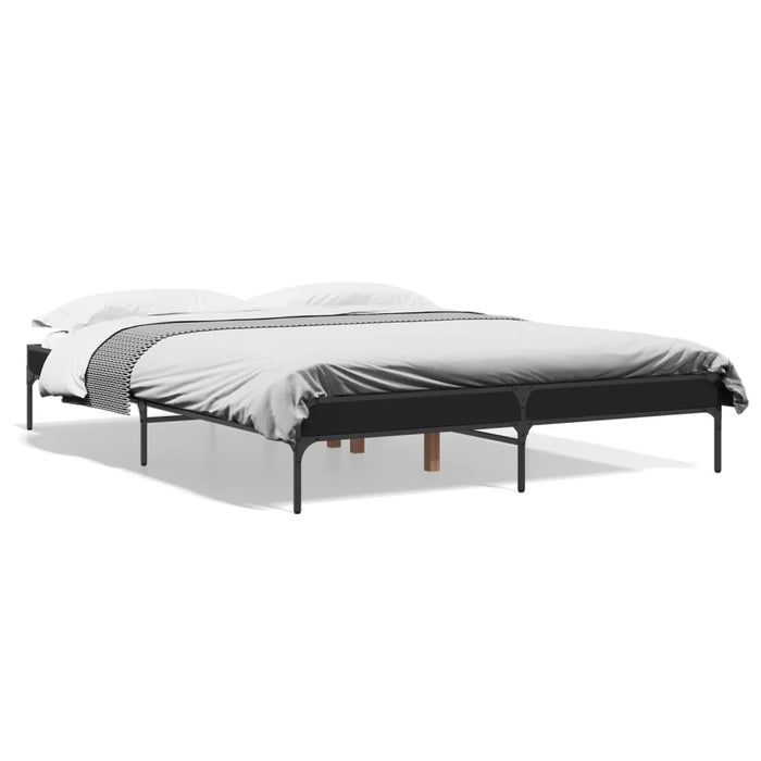 Cadru de pat, negru, 150x200 cm, lemn prelucrat și metal WALTI