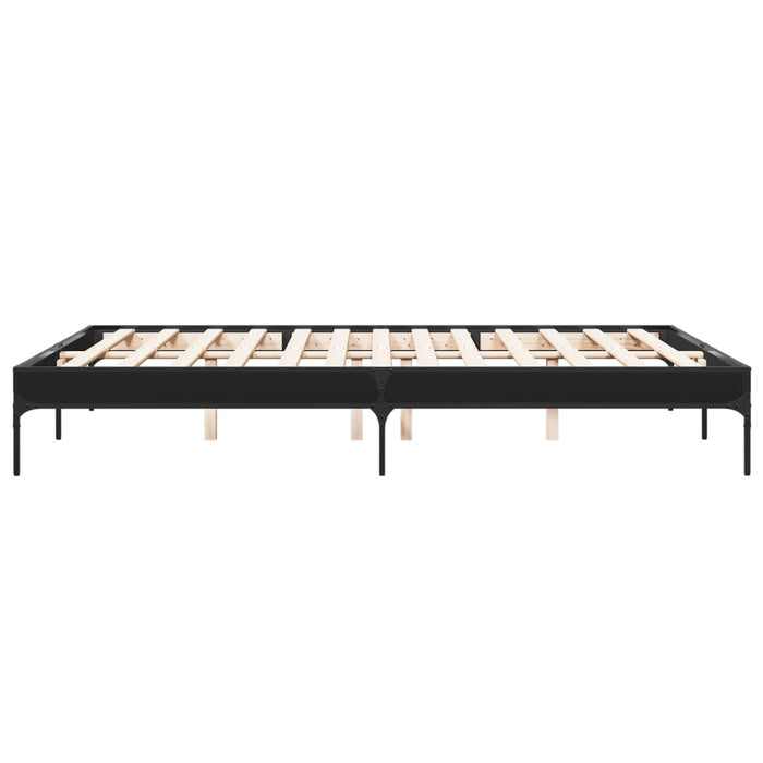 Cadru de pat, negru, 150x200 cm, lemn prelucrat și metal WALTI