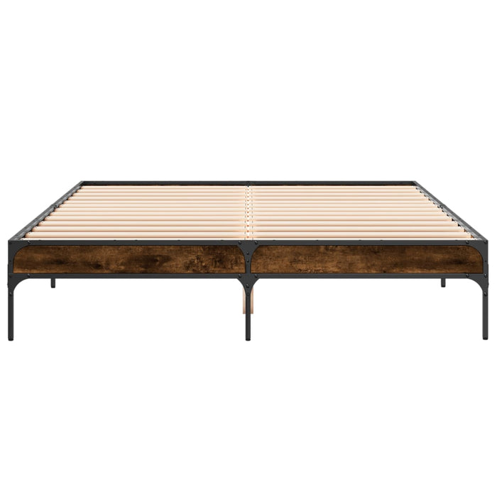 Cadru de pat, stejar fumuriu 150x200 cm lemn prelucrat și metal WALTI
